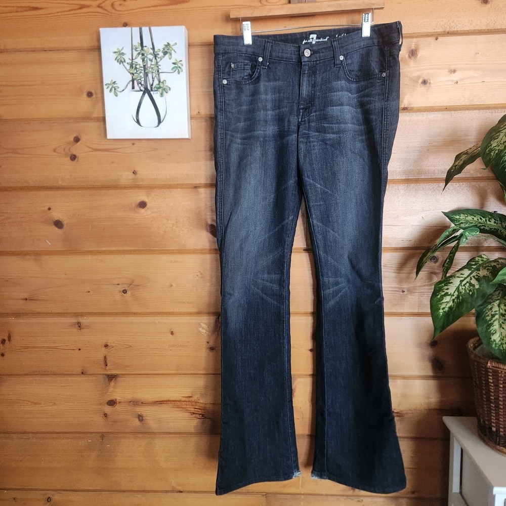 7 For All Mankind 7FAM Jeans A Pocket Embroidered Bootcut Flare Dark Tall Sz 32